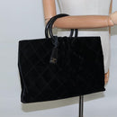 CHANEL Matelasse Hand Bag Suede Black CC Auth BA936-22