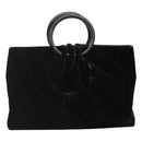 CHANEL Matelasse Hand Bag Suede Black CC Auth BA936-2