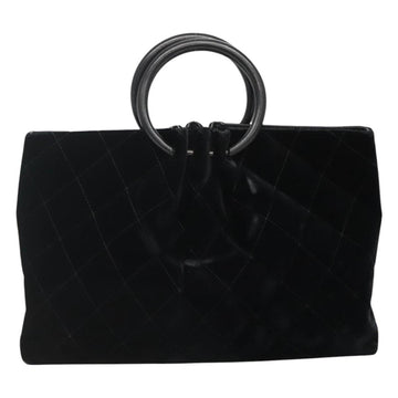 CHANEL Matelasse Hand Bag Suede Black CC Auth BA936 - 0