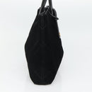 CHANEL Matelasse Hand Bag Suede Black CC Auth BA936-3