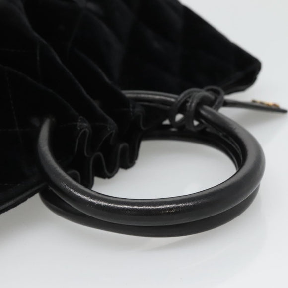 CHANEL Matelasse Hand Bag Suede Black CC Auth BA936
