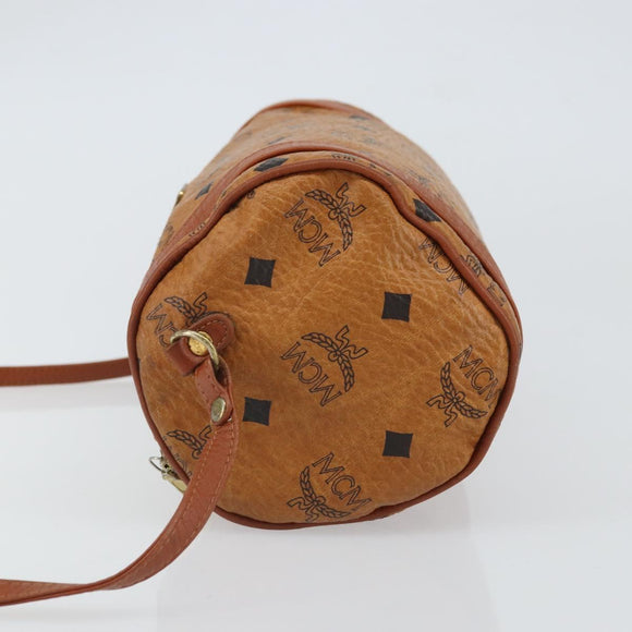 MCM Logogram Vicetos Shoulder Bag PVC Brown Gold Auth BA9360