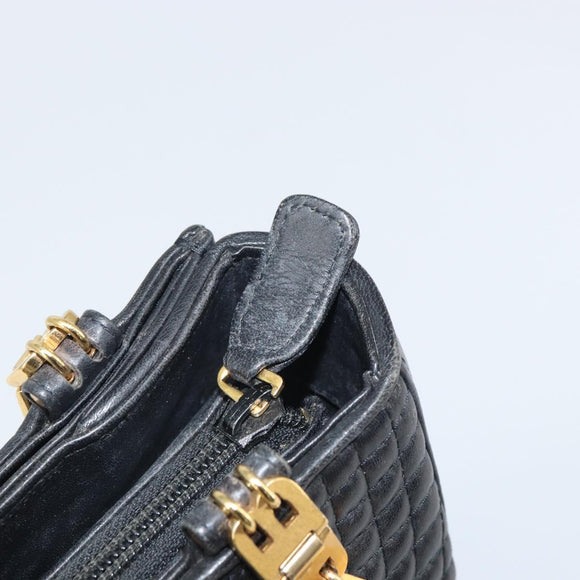 BALLY Tote Bag Leather Black Gold Auth BA9361