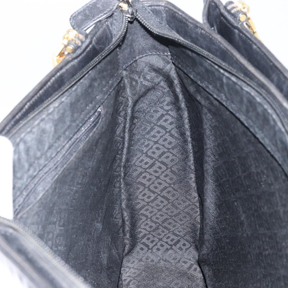 BALLY Tote Bag Leather Black Gold Auth BA9361