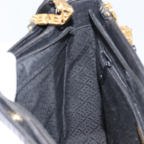 BALLY Tote Bag Leather Black Gold Auth BA9361