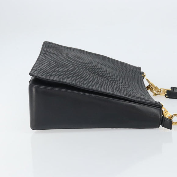 BALLY Tote Bag Leather Black Gold Auth BA9361