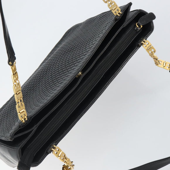 BALLY Tote Bag Leather Black Gold Auth BA9361