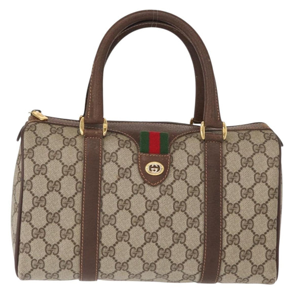 GUCCI GG Supreme Web Sherry Line Hand Bag PVC Beige Gold 40 02 006 Auth BA9363