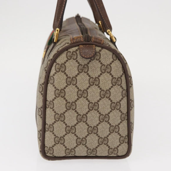 GUCCI GG Supreme Web Sherry Line Hand Bag PVC Beige Gold 40 02 006 Auth BA9363