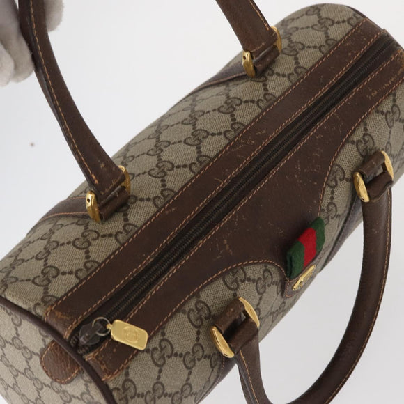 GUCCI GG Supreme Web Sherry Line Hand Bag PVC Beige Gold 40 02 006 Auth BA9363