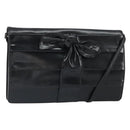 VALENTINO Shoulder Bag Leather Black Gold Auth BA9364-1
