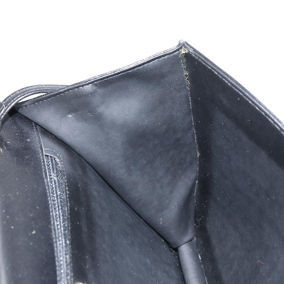 VALENTINO Shoulder Bag Leather Black Gold Auth BA9364