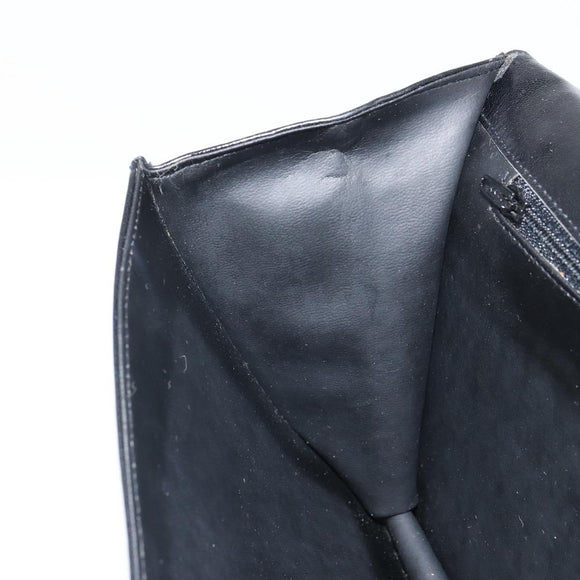 VALENTINO Shoulder Bag Leather Black Gold Auth BA9364