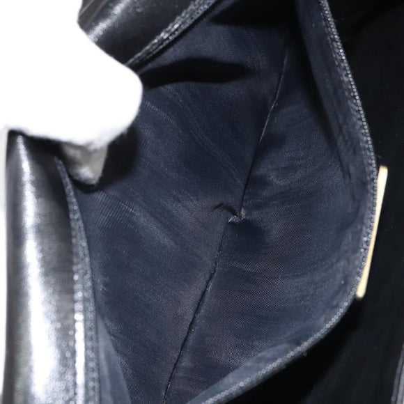 VALENTINO Shoulder Bag Leather Black Gold Auth BA9364