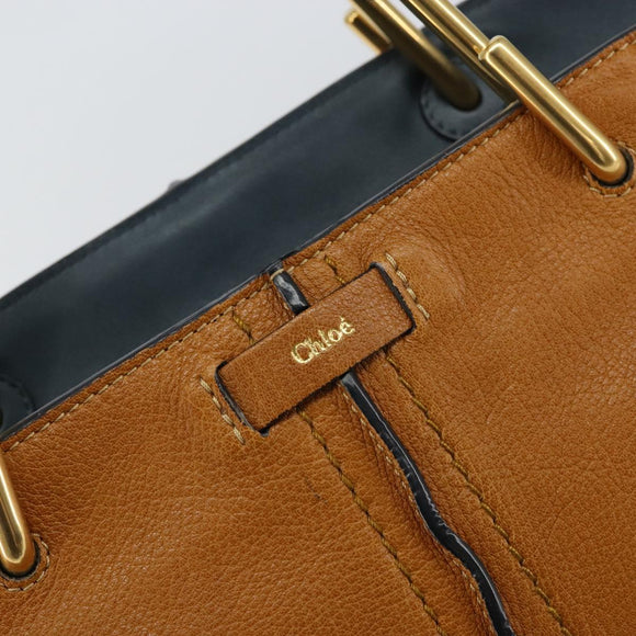 Chloe Kelly Tote Bag Leather Brown Gold Auth BA9368