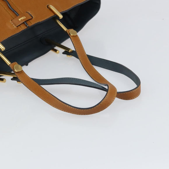 Chloe Kelly Tote Bag Leather Brown Gold Auth BA9368