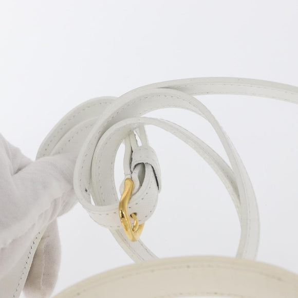 VERSACE Vanity Shoulder Bag Leather 2way White Gold Auth BA9371