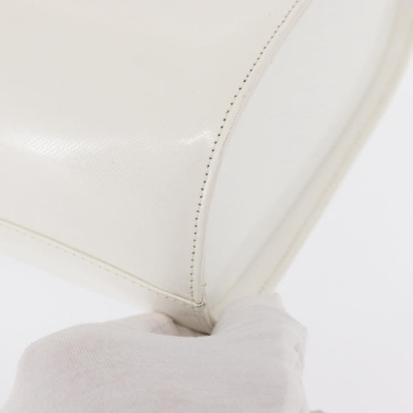 VERSACE Vanity Shoulder Bag Leather 2way White Gold Auth BA9371