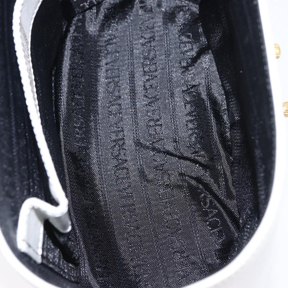 VERSACE Vanity Shoulder Bag Leather 2way White Gold Auth BA9371