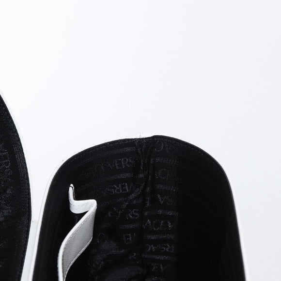 VERSACE Vanity Shoulder Bag Leather 2way White Gold Auth BA9371