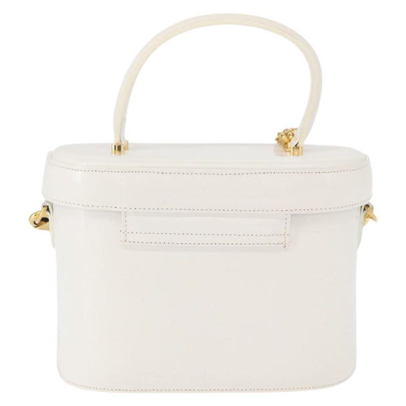 VERSACE Vanity Shoulder Bag Leather 2way White Gold Auth BA9371