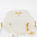 VERSACE Vanity Shoulder Bag Leather 2way White Gold Auth BA9371-6