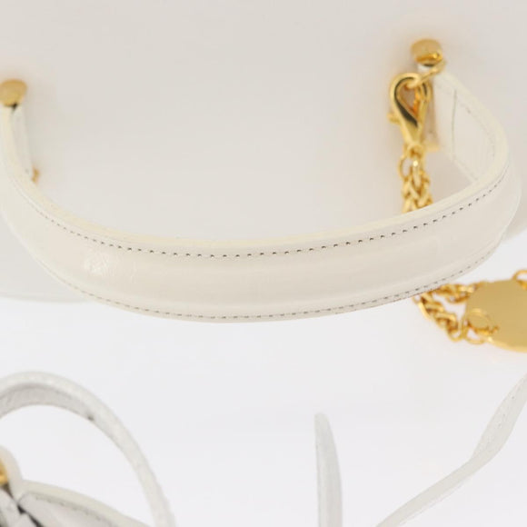 VERSACE Vanity Shoulder Bag Leather 2way White Gold Auth BA9371