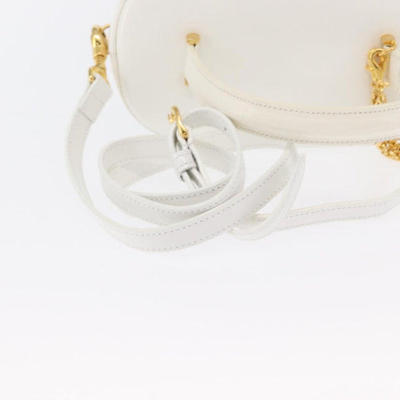 VERSACE Vanity Shoulder Bag Leather 2way White Gold Auth BA9371