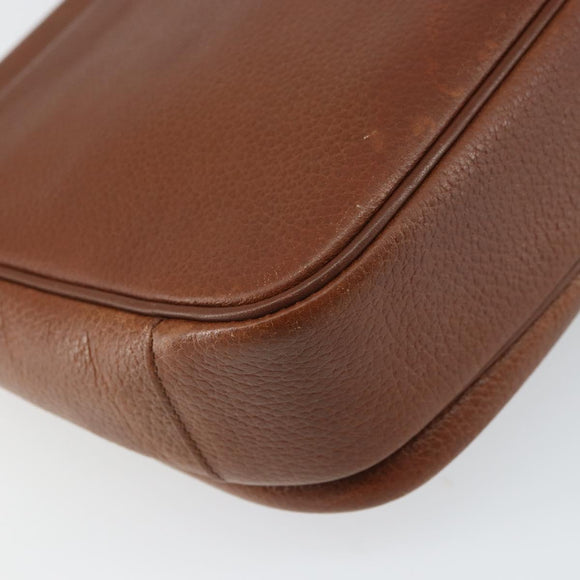 Burberrys Shoulder Bag Leather Brown Gold Auth BA9372