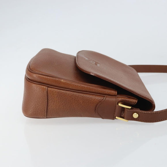 Burberrys Shoulder Bag Leather Brown Gold Auth BA9372
