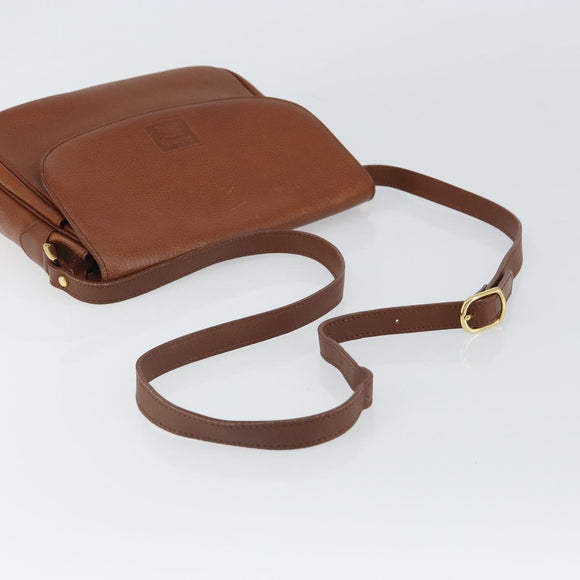 Burberrys Shoulder Bag Leather Brown Gold Auth BA9372