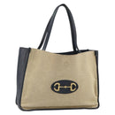 GUCCI Horsebit Tote Bag Canvas Beige Gold 623694 Auth BA9373-1
