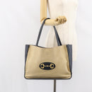 GUCCI Horsebit Tote Bag Canvas Beige Gold 623694 Auth BA9373-23