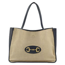 GUCCI Horsebit Tote Bag Canvas Beige Gold 623694 Auth BA9373-13