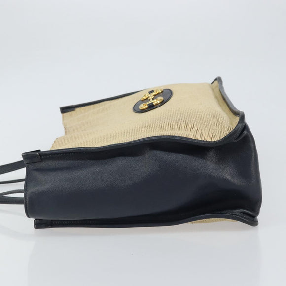 GUCCI Horsebit Tote Bag Canvas Beige Gold 623694 Auth BA9373