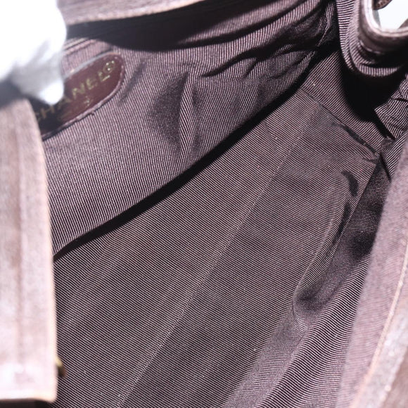 CHANEL Tote Bag Caviar Skin Dark Brown Gold CC Auth BA9375