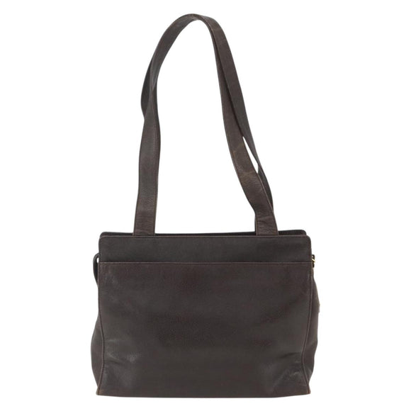 CHANEL Tote Bag Caviar Skin Dark Brown Gold CC Auth BA9375