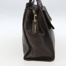 CHANEL Tote Bag Caviar Skin Dark Brown Gold CC Auth BA9375-4