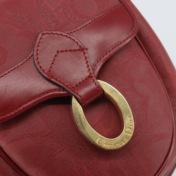 Christian Dior Trotter Canvas Shoulder Bag PVC Red Gold Auth BA9376
