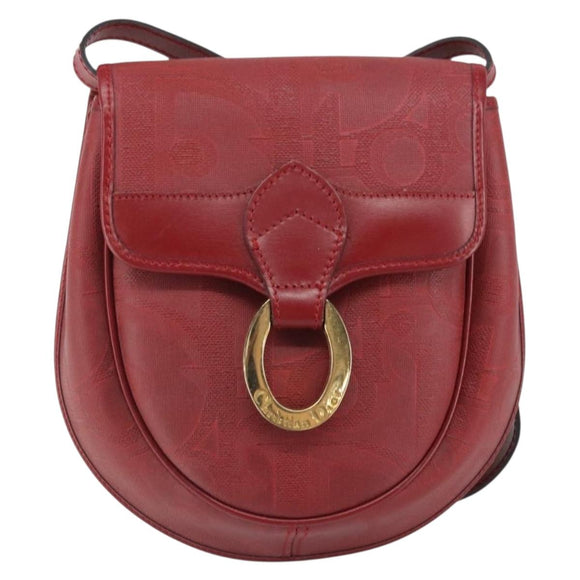 Christian Dior Trotter Canvas Shoulder Bag PVC Red Gold Auth BA9376