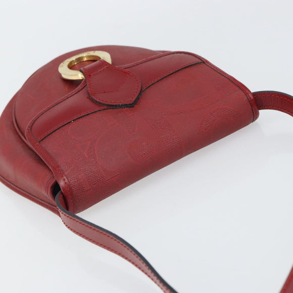 Christian Dior Trotter Canvas Shoulder Bag PVC Red Gold Auth BA9376