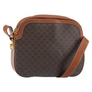 CELINE Macadam Canvas Shoulder Bag PVC Leather Brown Gold Auth BA9377-1