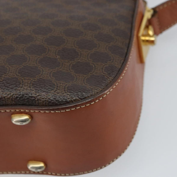 CELINE Macadam Canvas Shoulder Bag PVC Leather Brown Gold Auth BA9377