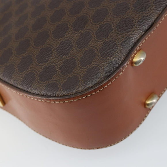 CELINE Macadam Canvas Shoulder Bag PVC Leather Brown Gold Auth BA9377