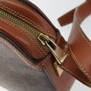 CELINE Macadam Canvas Shoulder Bag PVC Leather Brown Gold Auth BA9377-18