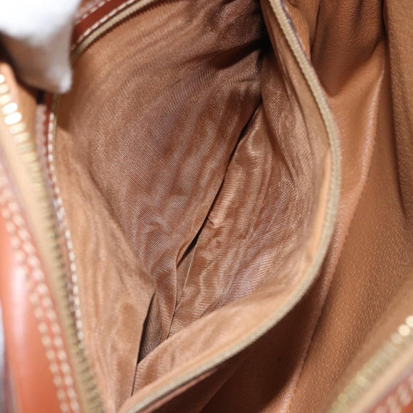 CELINE Macadam Canvas Shoulder Bag PVC Leather Brown Gold Auth BA9377