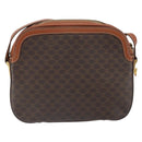CELINE Macadam Canvas Shoulder Bag PVC Leather Brown Gold Auth BA9377-2