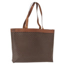 CELINE Macadam Canvas Tote Bag PVC Leather Brown Gold Auth BA9378-1