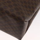 CELINE Macadam Canvas Tote Bag PVC Leather Brown Gold Auth BA9378-13