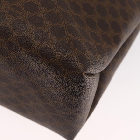 CELINE Macadam Canvas Tote Bag PVC Leather Brown Gold Auth BA9378